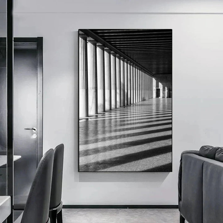 Minimalistische abstracte architectonische wandkunst Fijne kunst canvasprints Posters afbeeldingen voor moderne woonappartement woonkamer kantoor decor