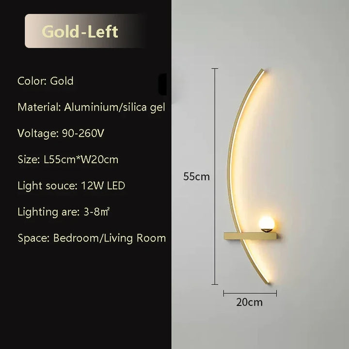 Moderne LED-Wandlamp Zwart Goud - Elegante lange streepdesign voor veelzijdige verlichting