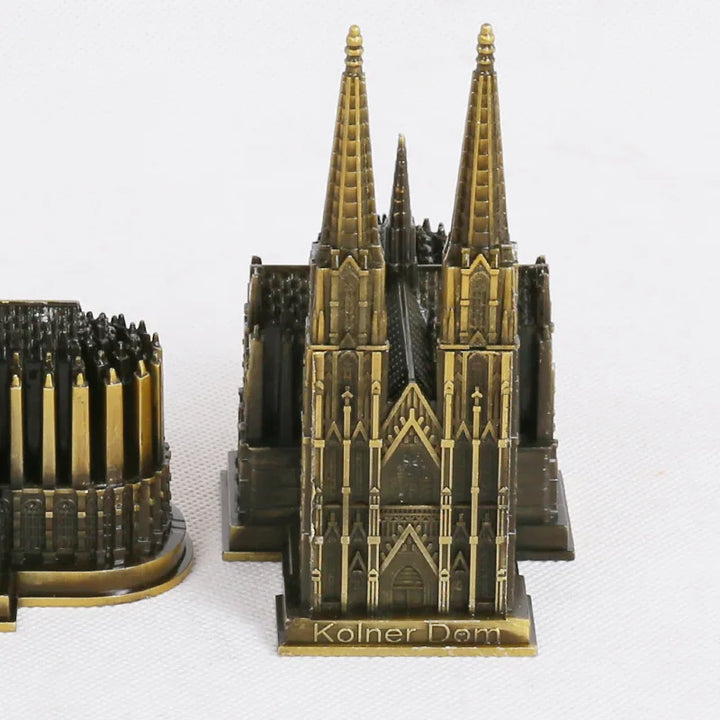 Kölner Dom Model Metaal Antiek Brons Duitsland Kölner Dom Gebouw Figuren Wereldberoemd Monument Architectuur Decoratie