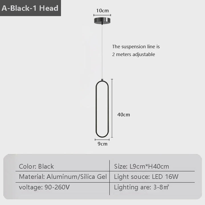 Moderne LED hanglamp – Zwarte en gouden hanglamp voor slaapkamer, woonkamer en eetkamerdecor