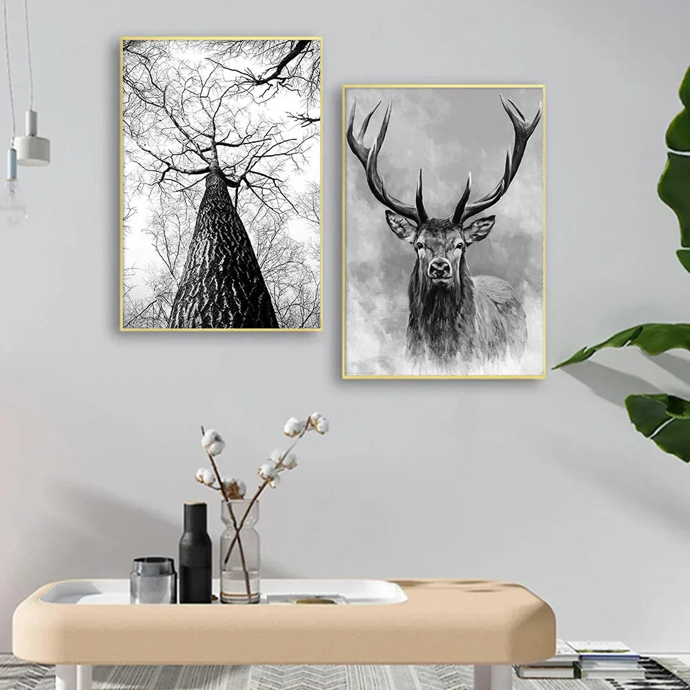 Nördliche Wildnis Adler Hirsch Landschaft Wandkunst Fine Art Leinwanddrukken Beelden Voor Woonkamer Eetkamer Nordic Thuisdecor
