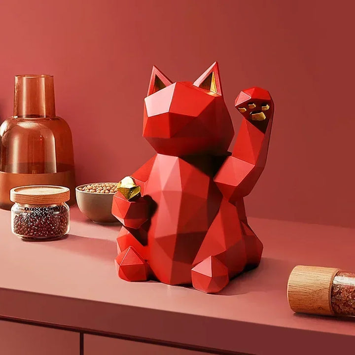 Noordse Minimalisme Geometrie Gelukkige Kat Standbeelden