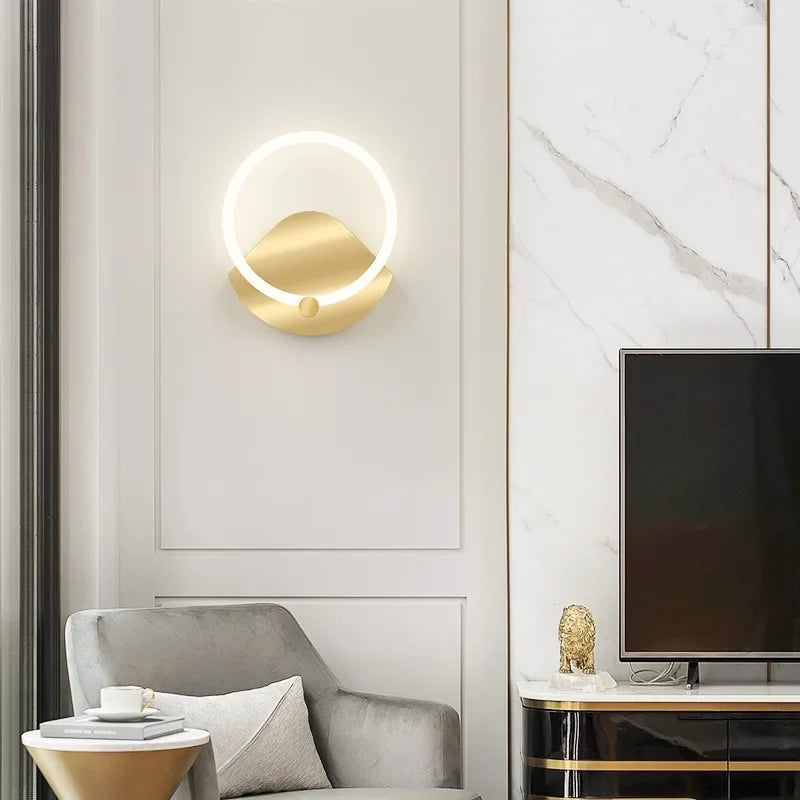 Moderne nordic LED-wandlamp – elegante ringlicht-inrichting voor slaapkamer, woonkamer en hoteldécor