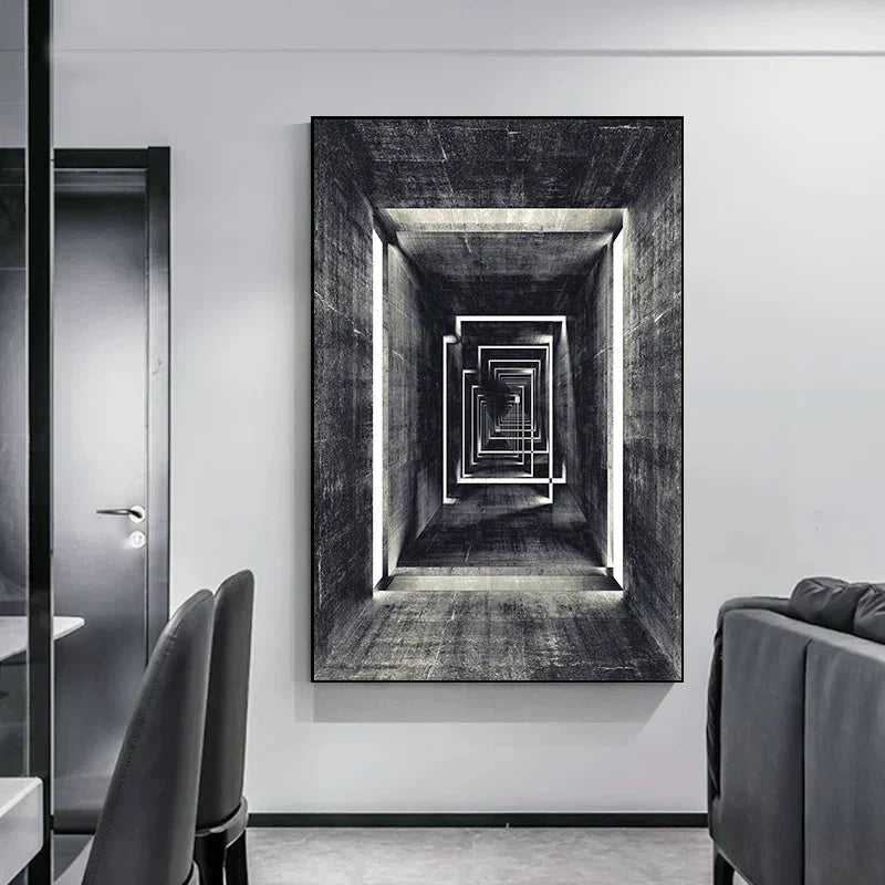 Minimalistische abstracte architectonische wandkunst Fijne kunst canvasprints Posters afbeeldingen voor moderne woonappartement woonkamer kantoor decor