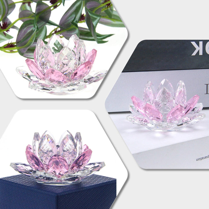 Kristall Lotusbloem Handwerk Glas Briefgewicht Huis Decoratie Ornamenten Figuren Huis Huwelijk Feest Decor Geschenken Souvenir