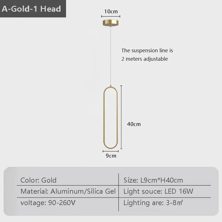 Moderne LED Pendellicht - Zwarte en gouden hanglamp voor slaapkamer, woonkamer en eetkamer - Stijlvolle binnenverlichting