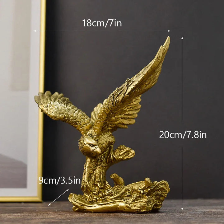 Harz Gouden Adelaar Standbeeld Kunst Dier Model Collectie Ornament Thuis Kantoor Bureau Feng Shui Decor Figuren eenvoudig