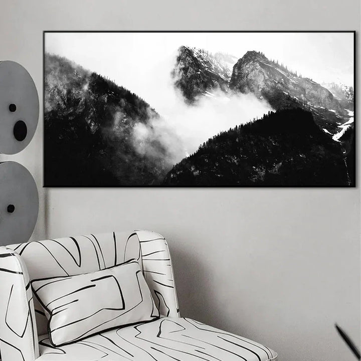Noordelijke Landschappen Bos Berg Wildernis Wanddecoratie Fotokunst Canvas Prints Zwart Wit Posters voor Woonkamer Moderne Thuis Kantoor Decor