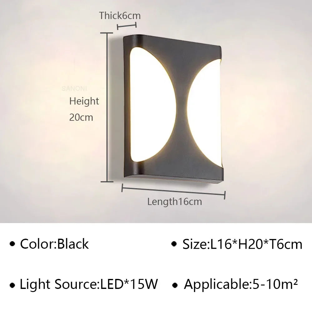 Moderne LED buitenwandlamp - Waterdichte tuinwandlamp, wandlicht voor gang, balkon en ingangsdecoratie