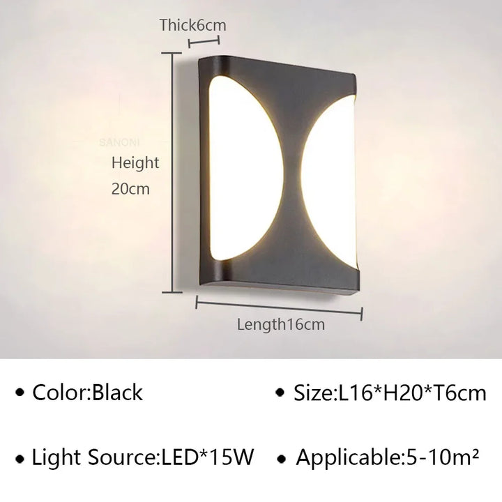 Moderne LED buitenwandlamp - Waterdichte tuinwandlamp, wandlicht voor gang, balkon en ingangsdecoratie