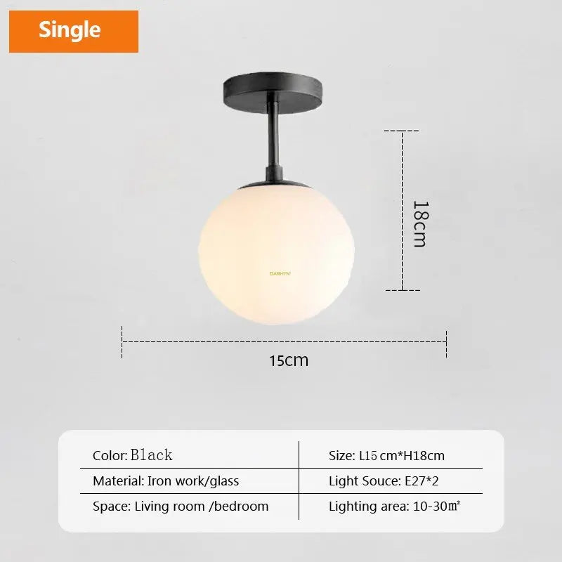Moderne Nordic LED Plafondlamp – Gouden IJzeren en Glazen Lamp voor Gang, Corridor, Kledingkast, Balkon en Slaapkamer