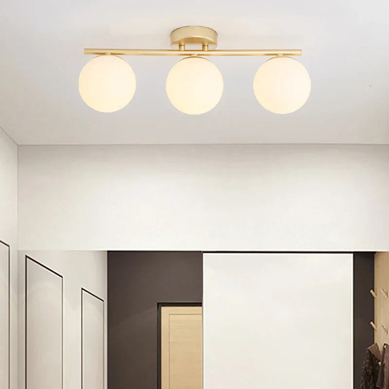 Moderne Nordic LED Plafondlamp – Gouden IJzeren en Glazen Lamp voor Gang, Corridor, Kledingkast, Balkon en Slaapkamer