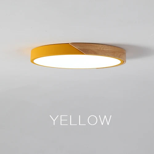 Moderne LED plafondlamp - Ultra-dunne houten verlichting met afstandsbediening voor woonkamer, balkon en woondecoratie