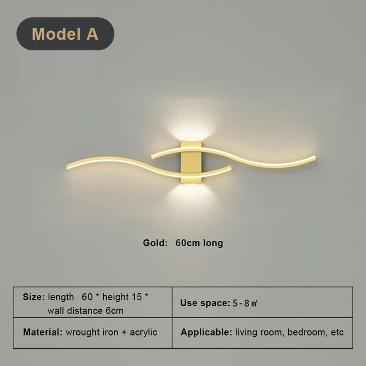 Moderne LED Wandlamp - Zwarte, witte en gouden wandlamp voor woonkamer, slaapkamer, nachtkastje en decoratieve verlichting