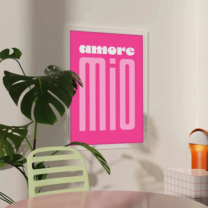 Roze Retro Liefde Quote Wandkunst Fijne Canvasafdrukken Typografische Beelden voor Slaapkamer Woonkamer Hotelkamer Modern Appartement Wanddecoratie