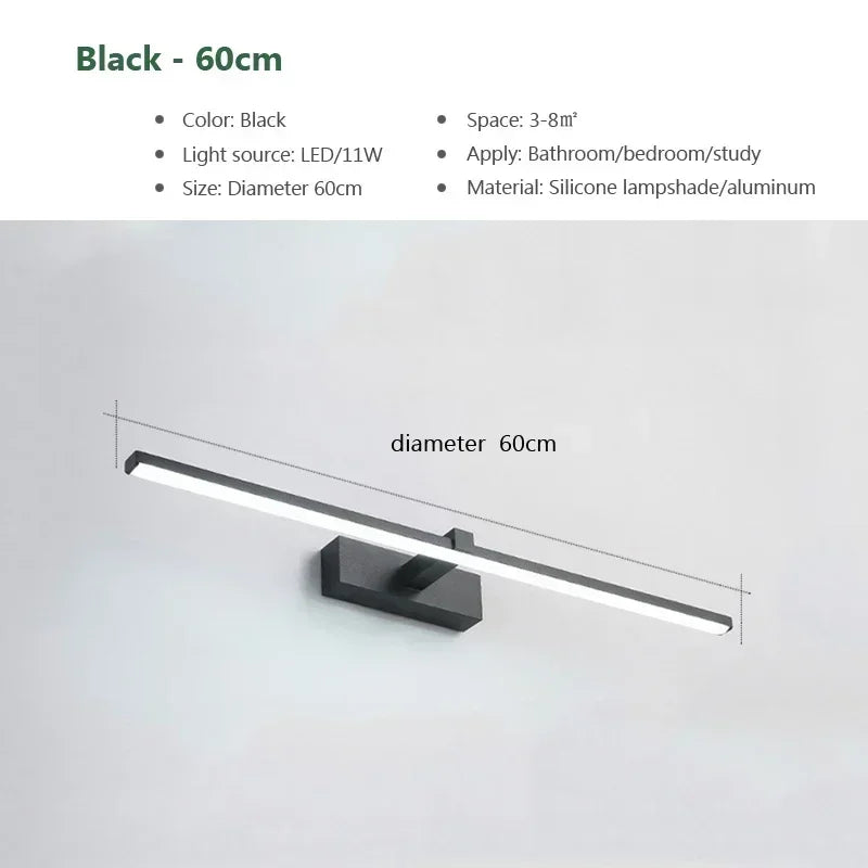 Moderne LED Wandschijnwerper - Driekleurige Badkamerspiegelverlichting met Aluminium Oppervlak voor Spiegel, Badkamer en Woondecoratie