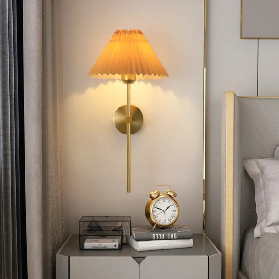 Nordic LED Wandlamp – Modern retro design voor woonkamer, slaapkamer en kantoor, E27 fitting, stoffen kap, wandmontage