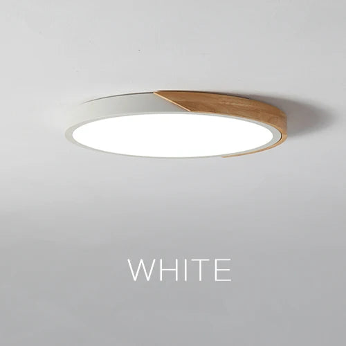 Moderne LED plafondlamp - Ultra-dunne houten verlichting met afstandsbediening voor woonkamer, balkon en woondecoratie