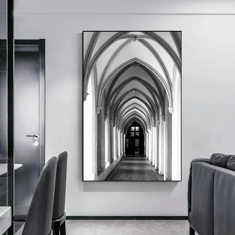 Minimalistische abstracte architectonische wandkunst Fijne kunst canvasprints Posters afbeeldingen voor moderne woonappartement woonkamer kantoor decor
