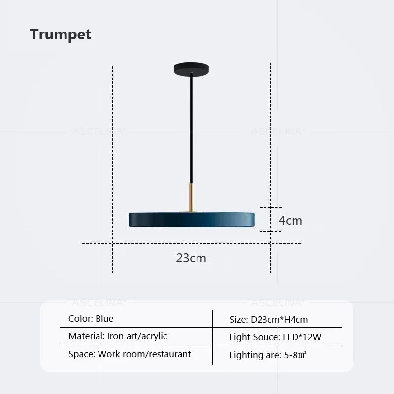 Moderne LED hanglamp – 23/30 cm schijf hanglamp voor slaapkamer, woonkamer, kantoor engang – dimbare LED plafondlamp
