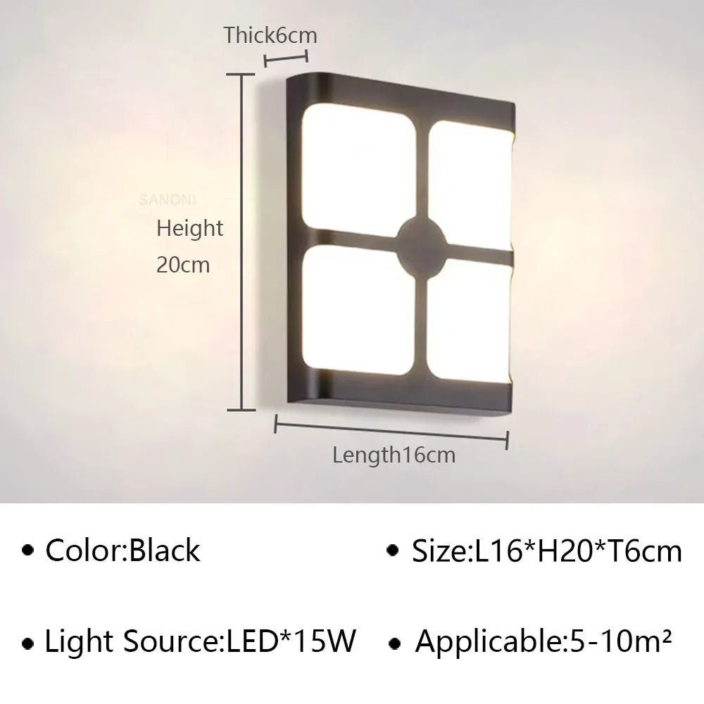 Moderne LED buitenwandlamp - Waterdichte tuinwandlamp, wandlicht voor gang, balkon en ingangsdecoratie