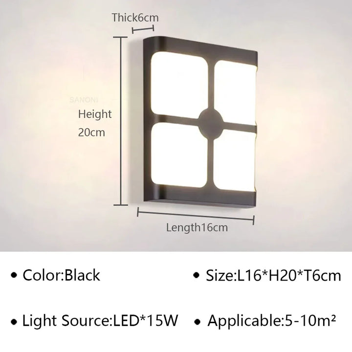 Moderne LED buitenwandlamp - Waterdichte tuinwandlamp, wandlicht voor gang, balkon en ingangsdecoratie