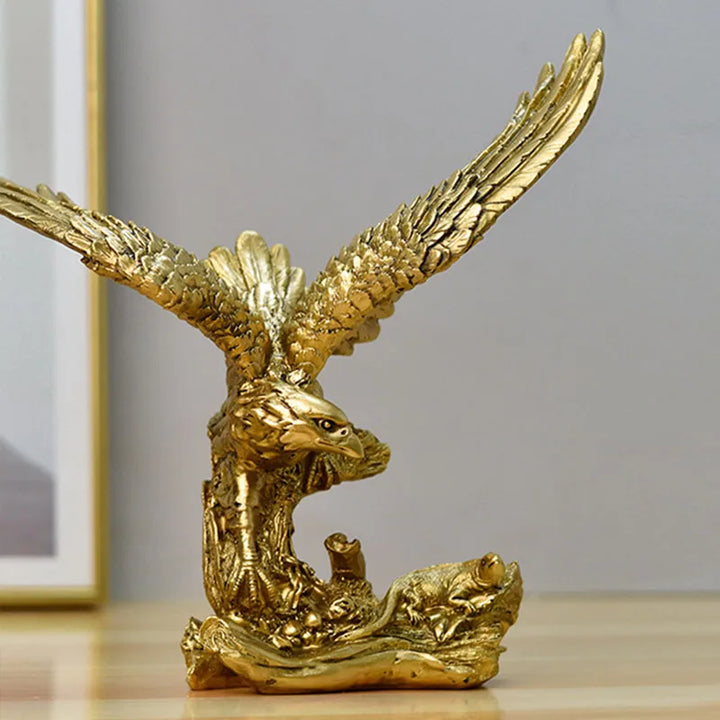 Harz Gouden Adelaar Standbeeld Kunst Dier Model Collectie Ornament Thuis Kantoor Bureau Feng Shui Decor Figuren eenvoudig