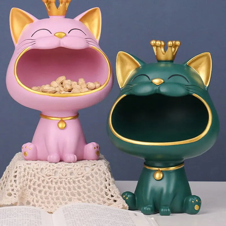 Fortune Crown Big Mouth Kat Toegang Sleutelhanger Decoratief Ornament, Lichtgewicht Luxe Huishwarming Geschenk Beeldhouwwerk