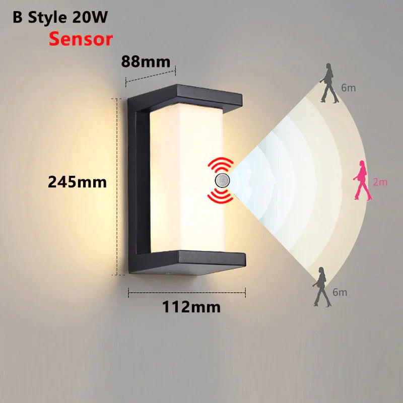 Moderne LED buitenwandlamp met bewegingssensor - Waterdichte veranda lamp, buitenverlichtingssysteem