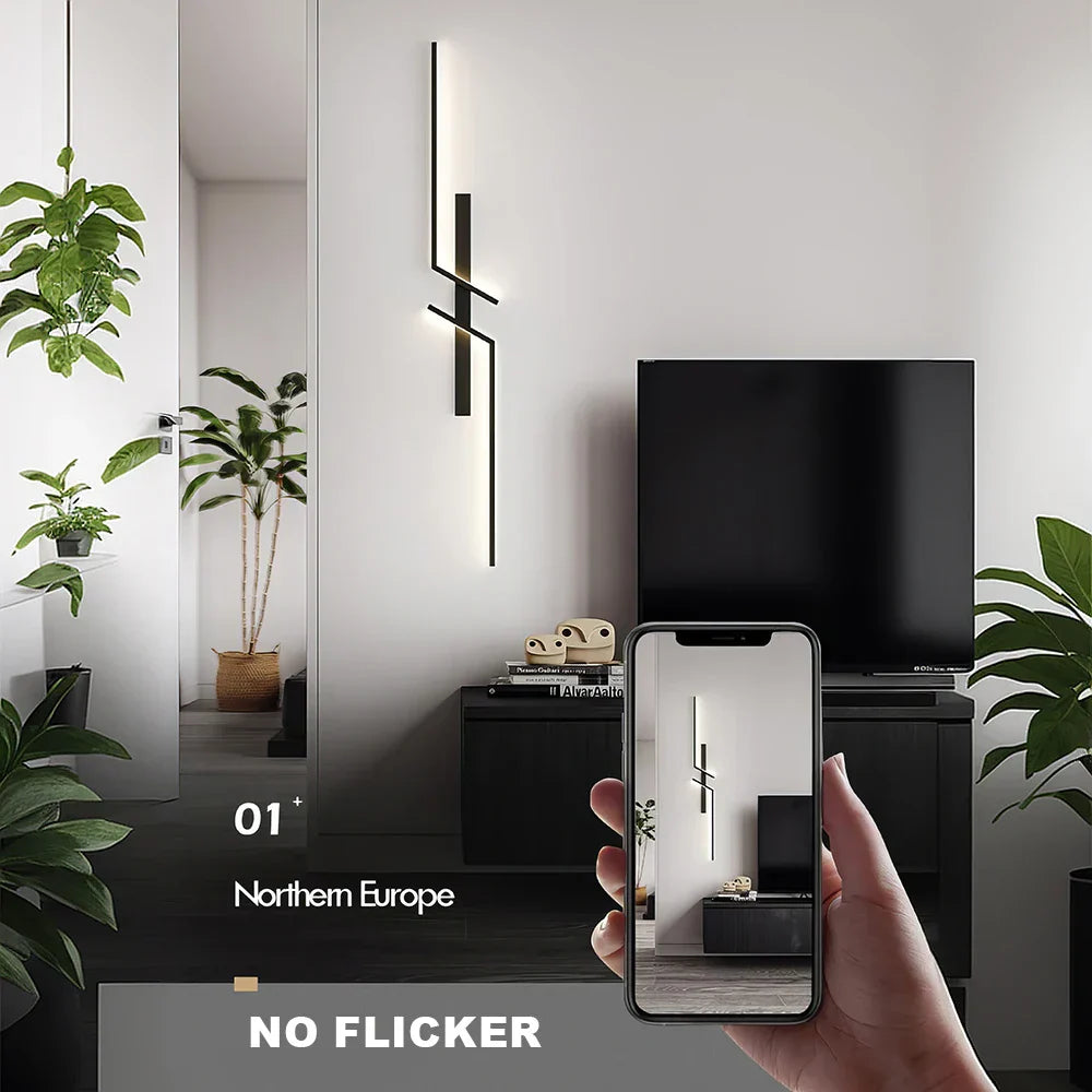 Moderne dimbare LED wandlamp - Afstandsbediening minimalistische wandlamp voor slaapkamer, woonkamer en TV-achtergrond