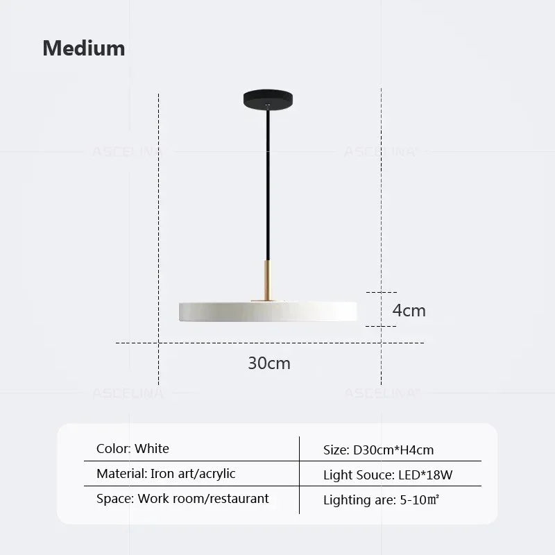 Moderne LED hanglamp – 23/30 cm schijf hanglamp voor slaapkamer, woonkamer, kantoor engang – dimbare LED plafondlamp