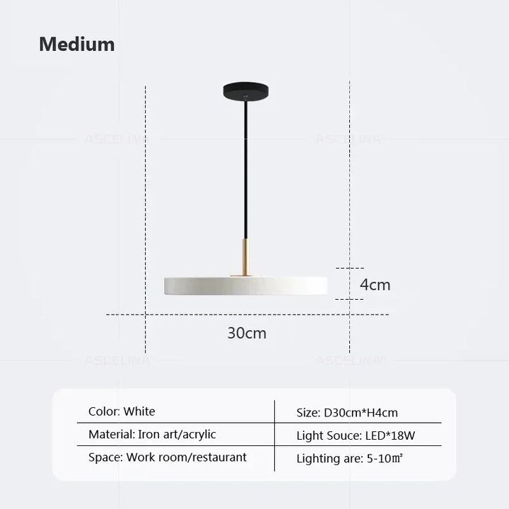 Moderne LED hanglamp – 23/30 cm schijf hanglamp voor slaapkamer, woonkamer, kantoor engang – dimbare LED plafondlamp