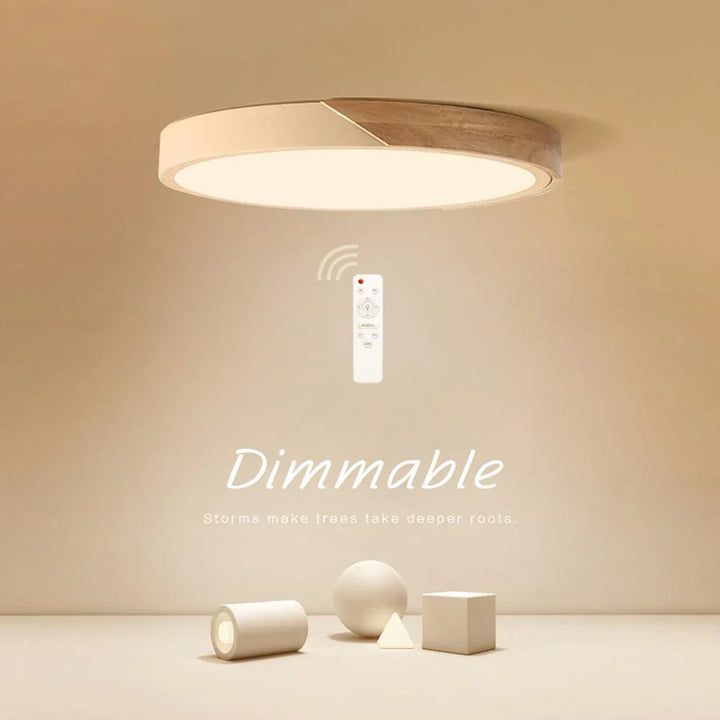 Moderne LED plafondlamp - Ultra-dunne houten verlichting met afstandsbediening voor woonkamer, balkon en woondecoratie