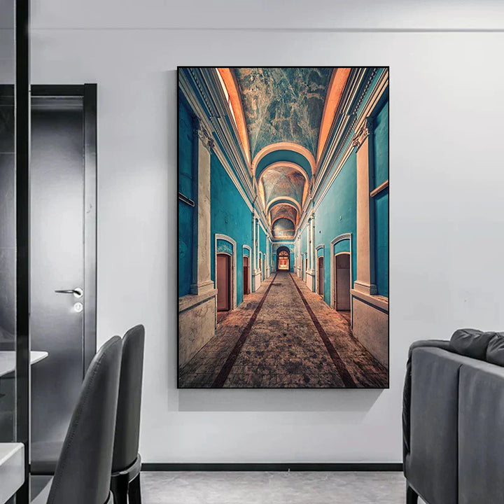 Minimalistische abstracte architectonische wandkunst Fijne kunst canvasprints Posters afbeeldingen voor moderne woonappartement woonkamer kantoor decor