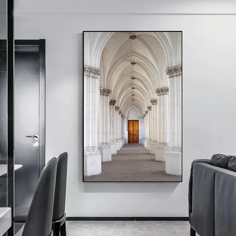Minimalistische abstracte architectonische wandkunst Fijne kunst canvasprints Posters afbeeldingen voor moderne woonappartement woonkamer kantoor decor