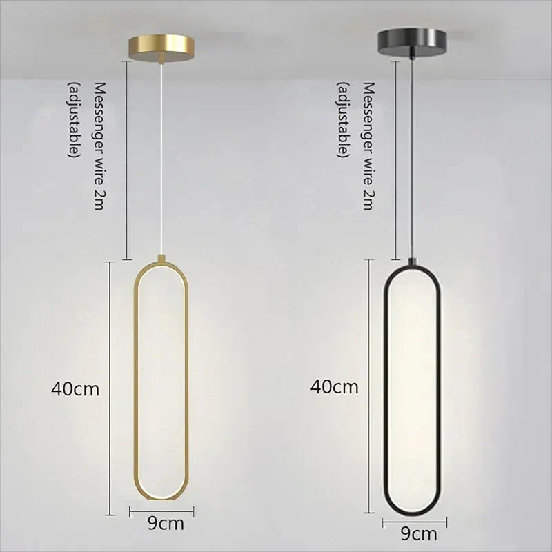 Moderne LED Pendellicht - Zwarte en gouden hanglamp voor slaapkamer, woonkamer en eetkamer - Stijlvolle binnenverlichting