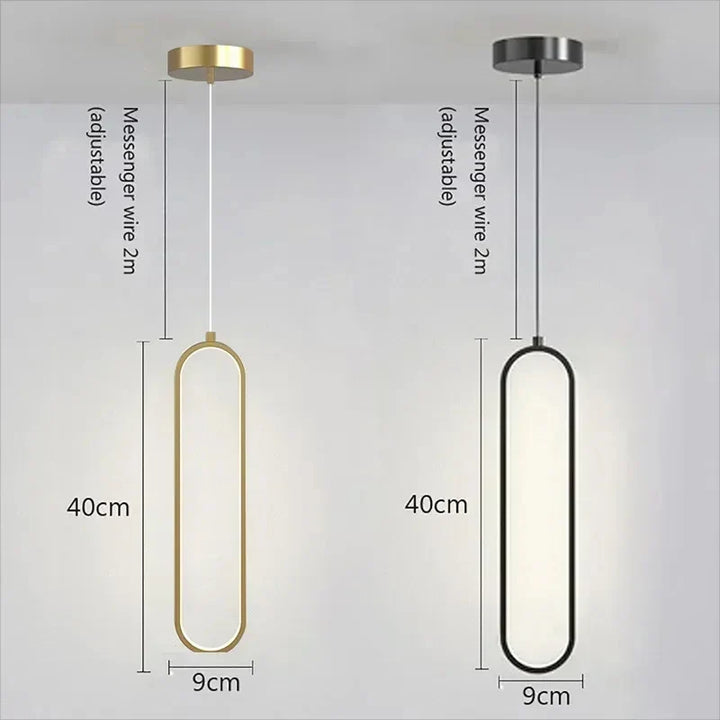Moderne LED Pendellicht - Zwarte en gouden hanglamp voor slaapkamer, woonkamer en eetkamer - Stijlvolle binnenverlichting