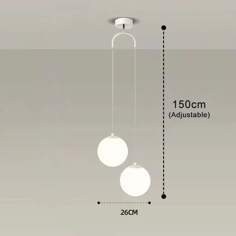 Moderne Glass LED Pendant Light – Nordic Style Hanglamp voor Woonkamer, Slaapkamer, Restaurant en Bar, 220V AC, Binnenverlichtingsarmatuur