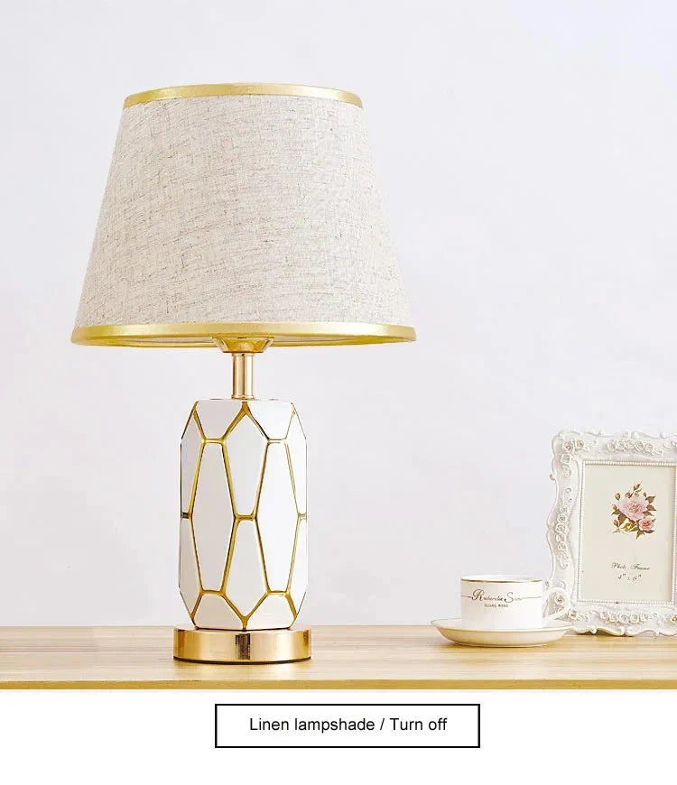 Amerikaanse keramische tafellamp - Eenvoudige moderne slaapkamer nachtlamp voor de woonkamer, warme huwelijksruimte decoratieve lamp