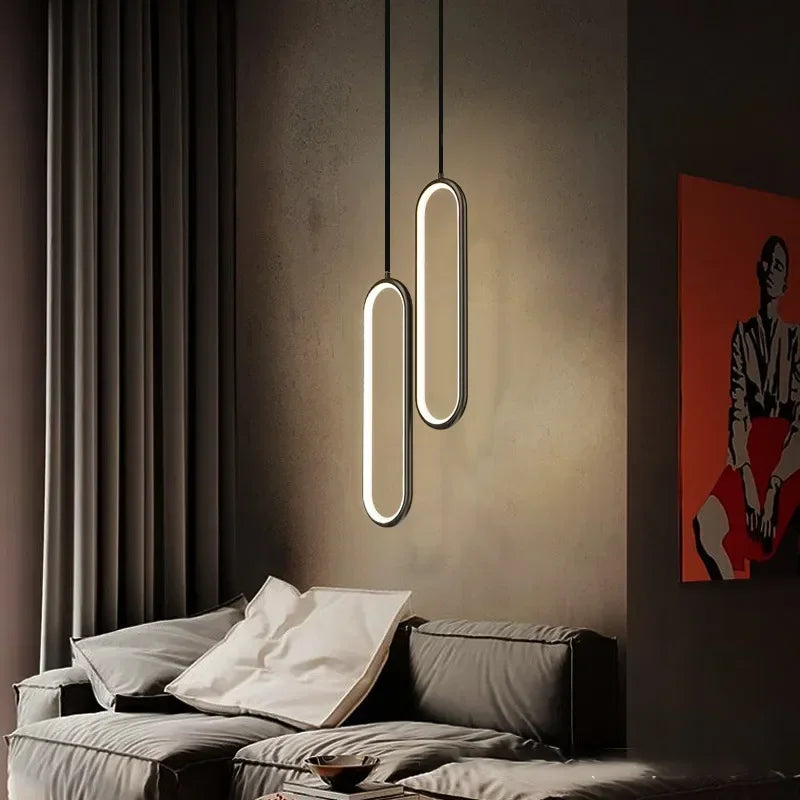 Moderne LED hanglamp – Zwarte en gouden hanglamp voor slaapkamer, woonkamer en eetkamerdecor