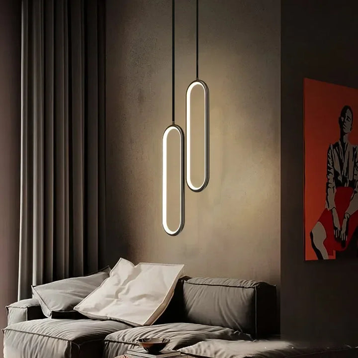 Moderne LED hanglamp – Zwarte en gouden hanglamp voor slaapkamer, woonkamer en eetkamerdecor