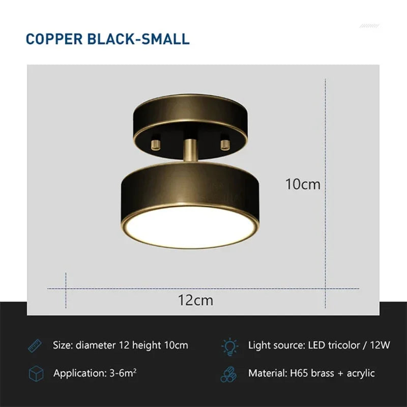 Moderne LED plafondlamp - Draaiende koperen lamp voor woonkamer, slaapkamer, hal en restaurant, zachte verlichting voor de woningdecoratie
