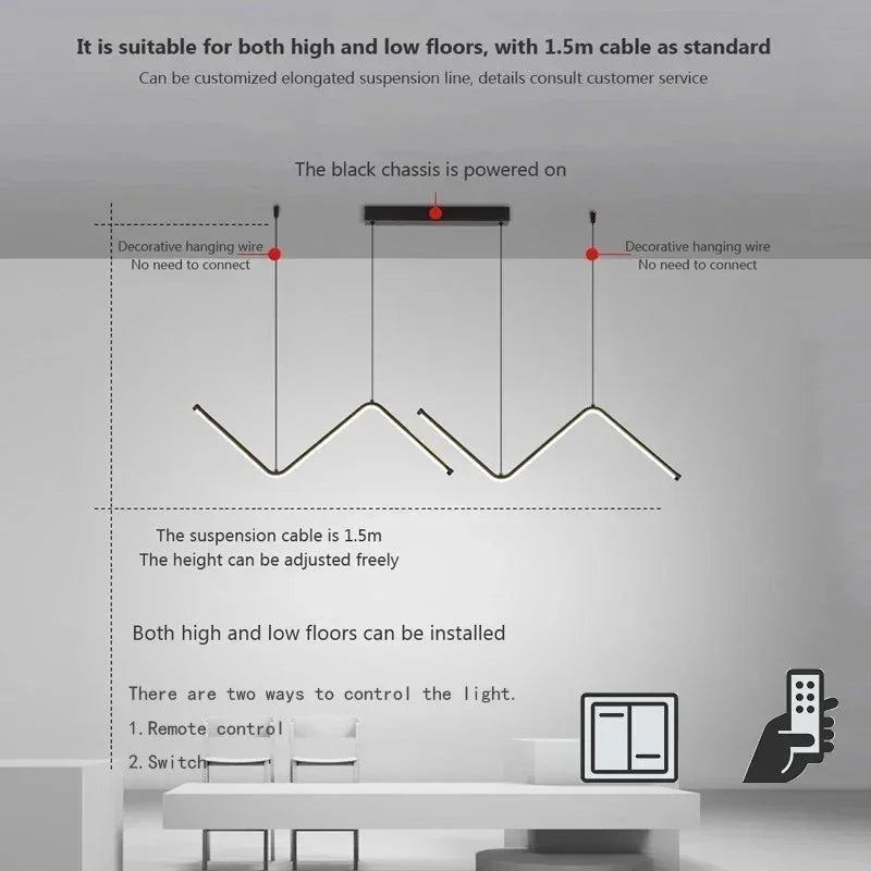 Moderne LED hanglamp - Intelligente afstandsbediening met verstelbare helderheid en kleurtemperatuur voor eetkamer, woonkamer en slaapkamer