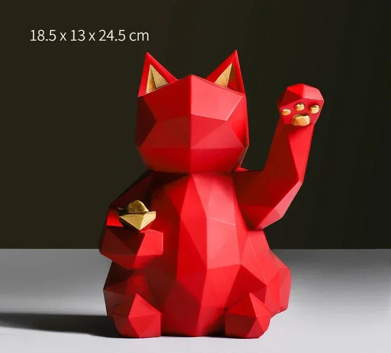 Noordse Minimalisme Geometrie Gelukkige Kat Standbeelden