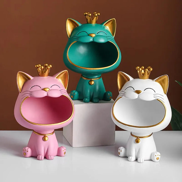 Fortune Crown Big Mouth Kat Toegang Sleutelhanger Decoratief Ornament, Lichtgewicht Luxe Huishwarming Geschenk Beeldhouwwerk