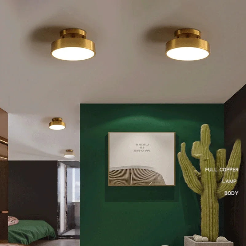 Moderne LED plafondlamp - Draaiende koperen lamp voor woonkamer, slaapkamer, hal en restaurant, zachte verlichting voor de woningdecoratie