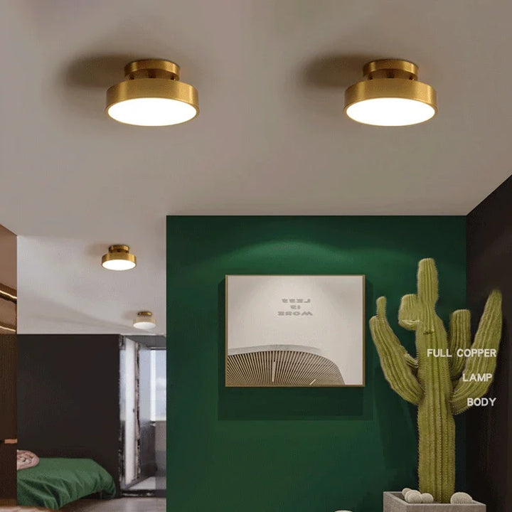 Moderne LED plafondlamp - Draaiende koperen lamp voor woonkamer, slaapkamer, hal en restaurant, zachte verlichting voor de woningdecoratie
