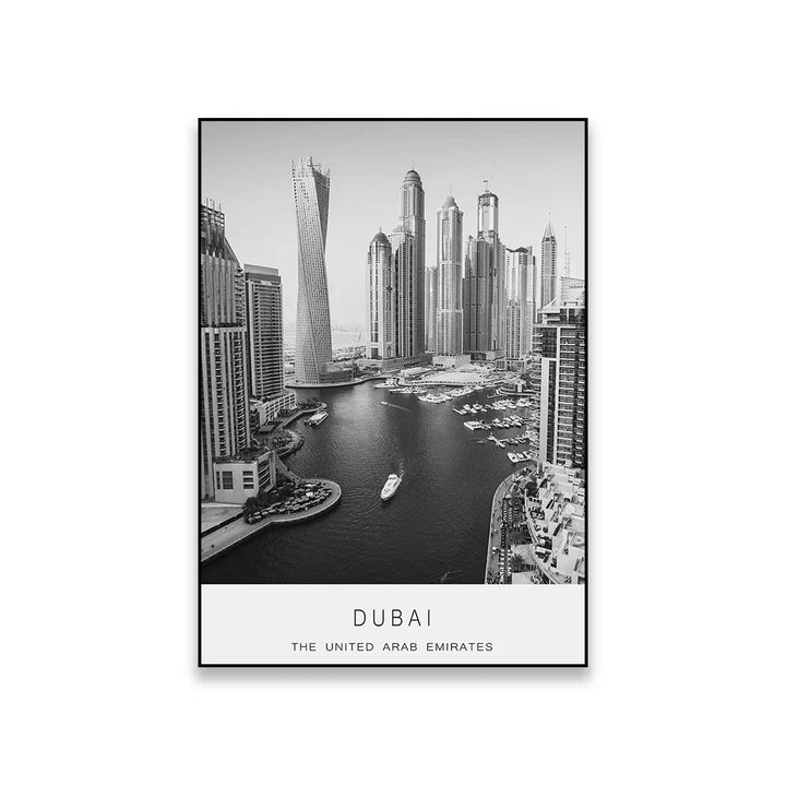 Dubai Skyline Poster Internationale Reis Wandkunst Fine Art Canvas Prints Zwart Witte Foto's Voor Woonkamer Eetkamer Thuis Kantoor Wanddecoratie