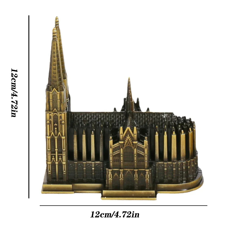 Kölner Dom Model Metaal Antiek Brons Duitsland Kölner Dom Gebouw Figuren Wereldberoemd Monument Architectuur Decoratie