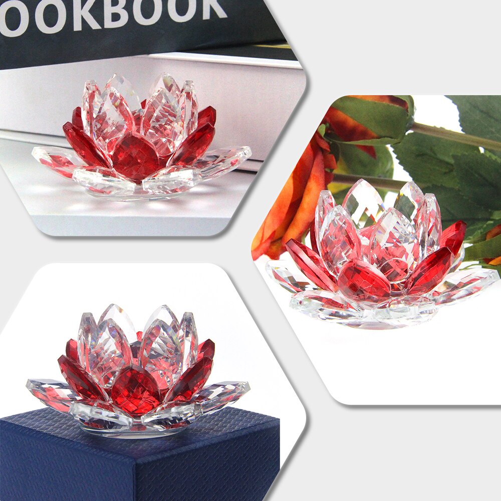 Kristall Lotusbloem Handwerk Glas Briefgewicht Huis Decoratie Ornamenten Figuren Huis Huwelijk Feest Decor Geschenken Souvenir